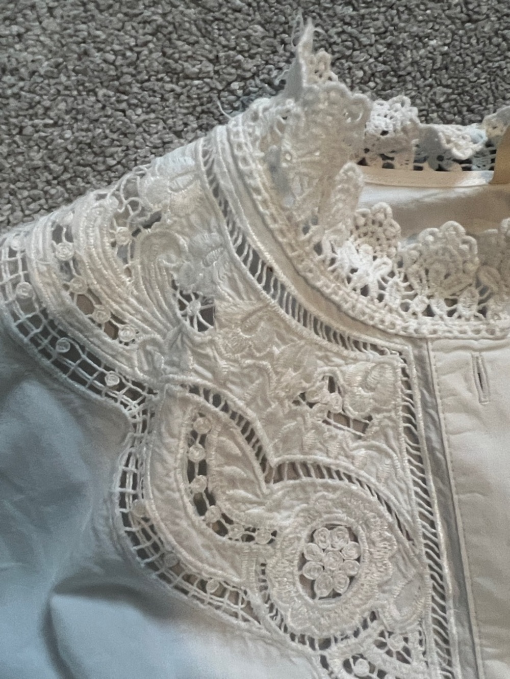 Sezane White Eyelet Lace Cotton Blouse - Picture 2 of 2